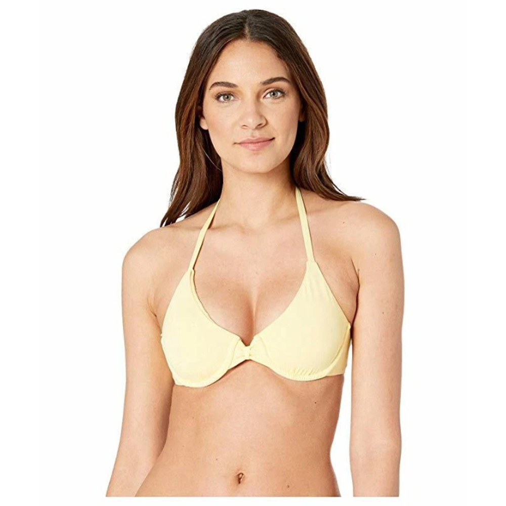 Isabella Rose Women's Yellow Bow Tie Bikini Top Swimwear Bra Size D 16335